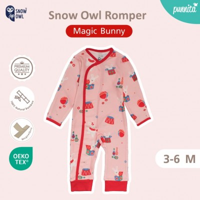 New Collection !! Snow owl Romper  เสื้อป้ายแบบแปะ ชุดหมี แขน-ขายาว 3-6 M - Magic Bunny (วัสดุ ใยไผ่พรีเมี่ยม 100%)